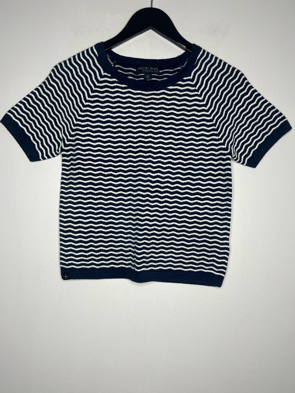 Barefoot Dreams CozyChic Ultra Lite Striped Sweater Small Short Sleeve Top